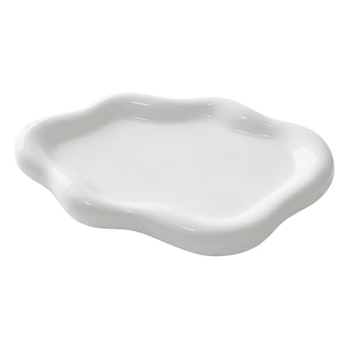 Nhgkju Clean Girl Aesthetic Schmuckschale - Minimalistische Weiße Schmuckablage Clean Girl Deko für Mädchen Schminktisch Deko Accessoire für Ringe Ohrringe & Halsketten