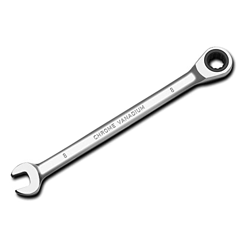 Egofine 8Mm Ratcheting Combination Wrench Metric, Industrial Grade Gear Spanner With 12-Point Design, 72-Tooth Ratchet, Chrome Vanadium Steel #TOP23