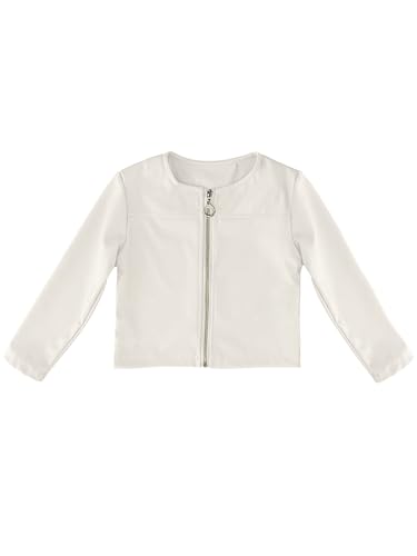 JOPHY & CO. Chaqueta Bolera Niña Ecopiel de manga larga (cód. 3071) (FR/ES, Edad, 12 años, Regular, Blanco zip)