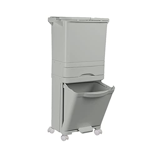 Greenfields White 42L All in One Recycling Waste Pedal Bin - 4 Recyclable Compartments - High Capacity Garbage Can with Vertical Waste Separation - Space Saving Design (Grey)