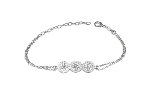 Bracelet Lauburu argent 925 d'exception, croix basque et oxydes de zirconium scintillants