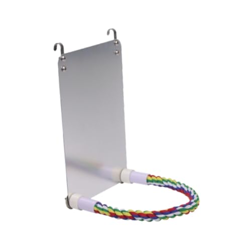 Generic Bird Mirror for Cage Colorful Rope Perch Cage Toy Pecking Toy Perch Stand for Finches Cockatiel Canaries Macaws