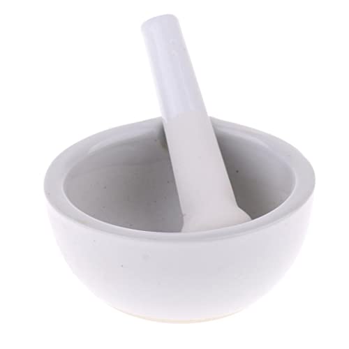 Jojomis Porcelain Mortar & Pestle Mixing Grinding Bowl Set Laboratory Supplies 90mm - White, as described