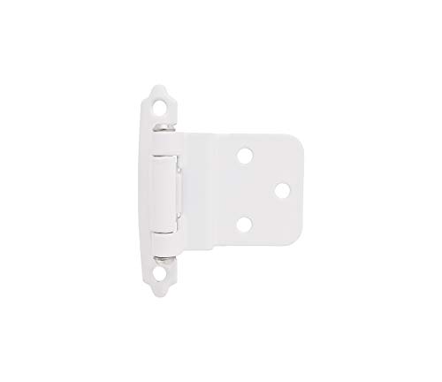 Amerock BPR3428W 5/8 Inch Projection Functional Hardware Self-Closing Face Mount Hinge 3/8 Inch Inset White Pack of 2