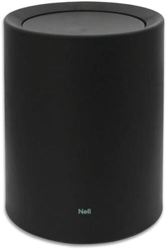 Nell 8L Mülleimer Bad Schwarz Matt mit Schwingdeckel – Perfekt als eleganter Kosmetikeimer, Ideal auch als WC Mülleimer, Langlebiger Kunststoff, Stilvoll und praktisch (Schwarz, 8L
