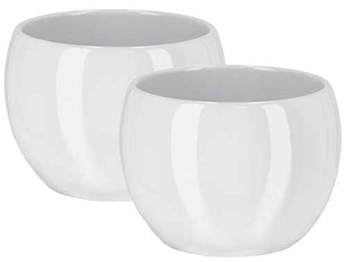 KOTARBAU® 2er Set Keramik-Blumentopf Übertopf ⌀ 10 cm für Blumen Pflanzen Weiß