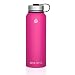 SWIG SAVVY Water Bottles Stainless Steel - Vacuum Insulated Water Bottle + Stainless Steel Leak & Sweat Proof Cap Double Wall Thermos Flask for Hot or Cold Beverages (Pink, 30oz)