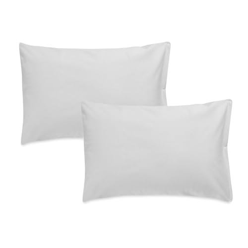 Image of Waterproof Terry Cotton Pillow Protector Cover with Zippered Closure | 18X28 Inch Standard Size Pillow Cover, Set of 2 | Dustproof Bedding Pillowcase for Protection (White)