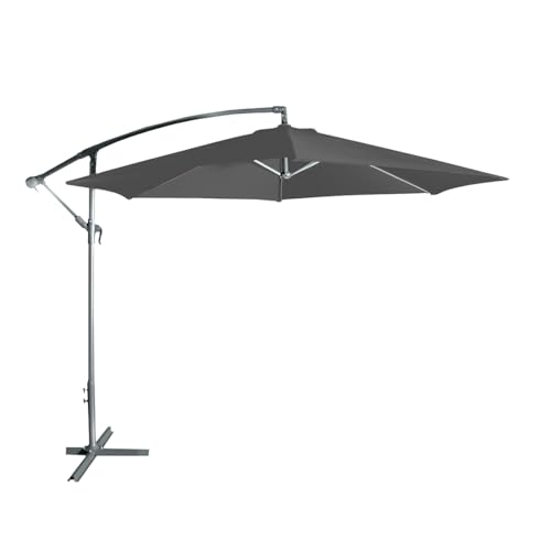 Acomoda Textil – Sombrilla de Jardín Plegable con Soporte y Forro Anti UV. Parasol de Aluminio con Manivela, Toldo Octogonal 3M Ø para Terraza, Jardín y Patio. (Gris Oscuro)