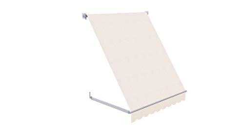 SmartSun Toldo Ventana 1,20x1,20m Crudo. Estructura de Aluminio, Lona en poliéster con Tratamiento Protector UV e infrarojos y Repelente al Agua. Regulable en inclinación. Manivela incluida Cover