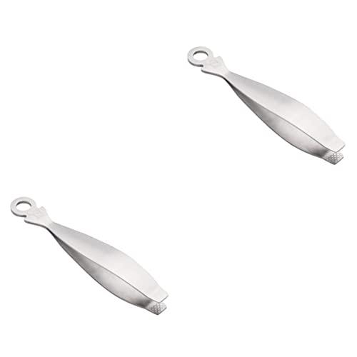 TOPBATHY 2pcs Stainless Steel Tweezers Flat Cooking Tweezers Fish Bone Pliers for Aquascaping Crafting