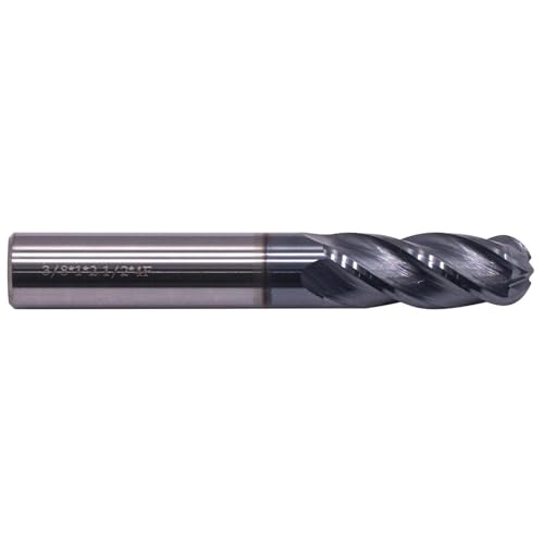 Image of BestParts 3 /8 inch 4 Flute Ball Nose Solid Carbide End Mill - AlTiN Coated | 30 Degree Helix, 3 /8 inch Cutting Diameter, 3 /8 inch Shank Diameter, 1 inch Length of Cut, 2-1 /2 inch Overall Length
