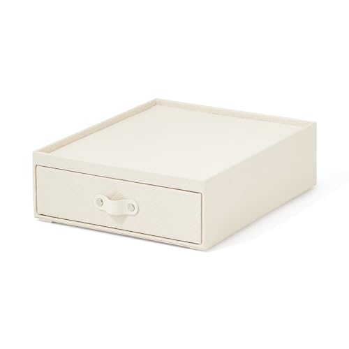Francfranc フランフラン キルティング ステーショナリーボックス L アイボリー 引き出し式 収納ボックス 文具 小物入れ
