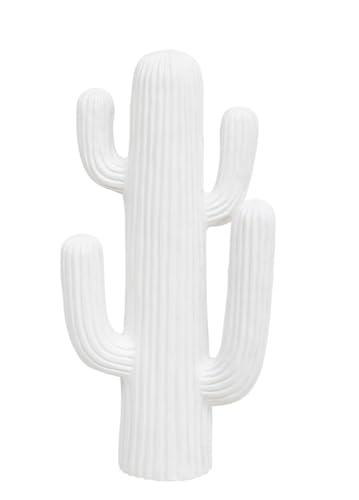 PEGANE Lot de 2 Cactus décoratifs, décorations d'extérieur Coloris Blanc - Longueur 28 x Profondeur 14,5 x Hauteur 57 cm