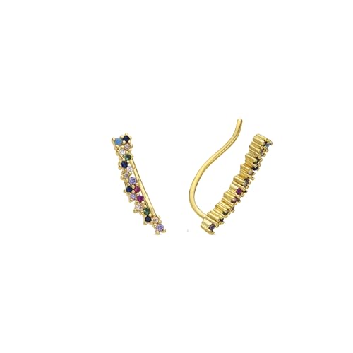 LUXENTER Pendientes acabados en Oro 18K. Color Dorado. Pendientes trepadores. Joyas para Mujer - Modelo Yionli