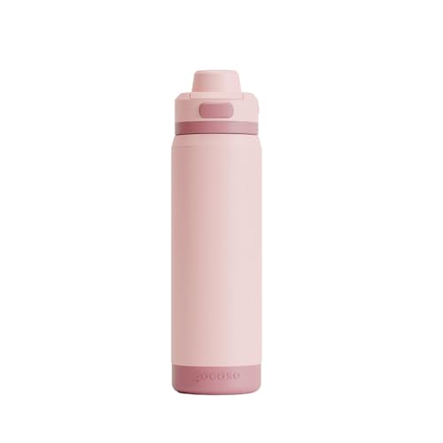 Gocase Garrafa Flip Pro Aço Inox 750ml com Tampa Automática + Canudo, Bebida Quente por até 6hrs ou Fria por até 40hrs (Rosa, 750 ml)