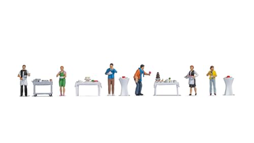 NOCH H0 Figure Theme World Buffet, Hand-Coloured, 1:87 (H0) for Model Making, Ideal for Scenes with Guests and Waiters