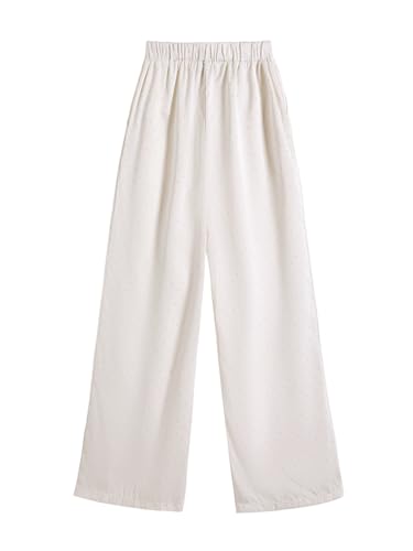 WDIRARA Women's Rhinestone Satin Pants Drawstring Waist Wide Leg Palazzo Trousers2