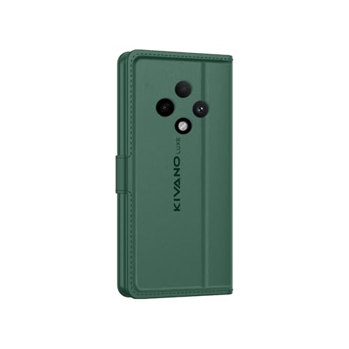 Image of KIVANO LUXE Compatible for Oppo F27 5G Luxury Handmade Leather Magnetic Flip Folio Case | Card Holder & Kickstand | Slim Protective Cover | Unisex - Green
