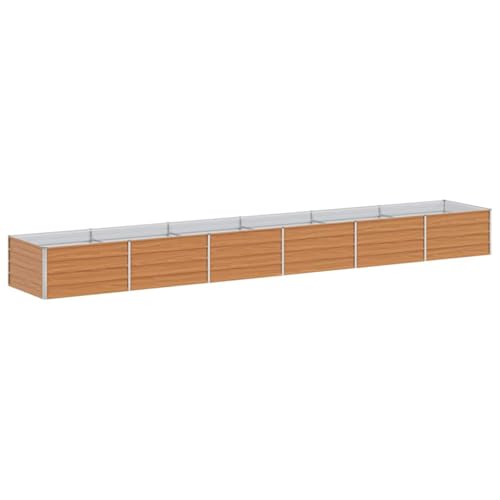 vidaXL - Jardinera elevada, color marrón claro, 480 x 80 x 45 cm, acero galvanizado, diseño de jardín y terraza, estilo urbano, muebles robustos para exteriores, soluciones frescas y prácticas