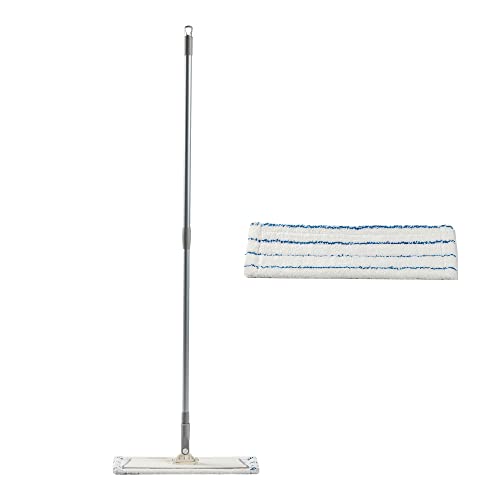 CHOREASY 43cm Fregona de microfibra , fregona de polvo resistente con mango telescópico 130cm y cabeza de fregona giratoria para lechada de azulejos de madera dura suelo pared ventana, blanco Cover