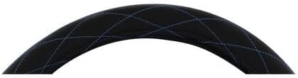 United Pacific 70119 Accessory Steering Wheel Cover, 18", Black Diamond Stitched Leather, Blue