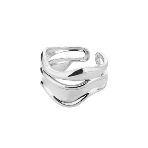 Bagues double ligne courbe pour femmes et hommes. Bijoux punk réglables.
