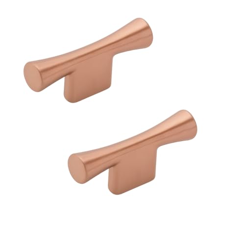 Image of Twin Hole Zinc Alloy Drawer Pulls, Rosegold Handles for Drawers, Cabinets, Wardrobes, and Kitchen Doors - Decorative Furniture Hardware (Qty :2, T Handle)