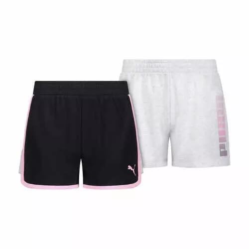PUMA Youth Girl's 2 Pack All Day Comfort Shorts (US, Alpha, X-Small, Regular, Black/Grey)
