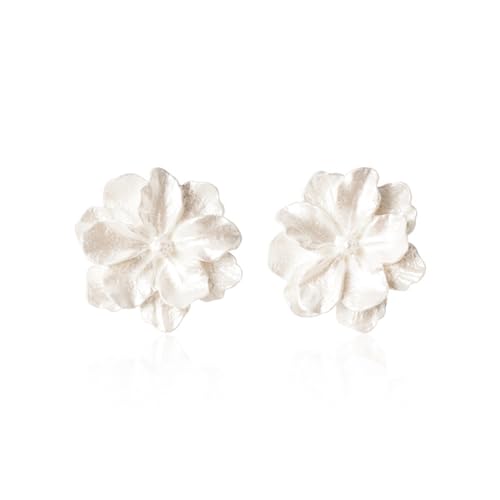 Boho White Flower Acrylic Earrings Vintage Charm 3D Resin Gardenia Camellia Pear Blossom Flowers Plant Lightweight Stud Earrings for Women Wedding Bridal Birthday Party Trendy Jewelry Gifts