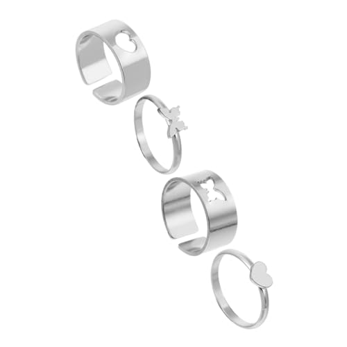 Bague bagues assorties coeur BESTYASH, ensemble de anneaux rings de mode décoratives en cuivre silver