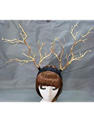 Steampunk Deadwood Horn Headband Sheep Ears Cosplay Headpieces Halloween Lolita Fancy Headdress Kangsanli (Plain Style)