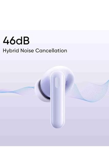 Image of Compatible for Realme Buds T310 True Wireless in-Ear Earbuds with 46dB Hybrid ANC, 360 Spatial Audio, 12.4mm Dynamic Bass Driver, Upto 40Hrs Battery and Fast Charging (Purple)