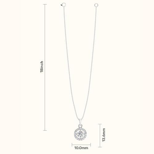 Image of Miss Highness 925 Pure Silver Pendant Necklace for Women, Modern Design Pendants, Rhodium Plated, Minimal Jewellery with Authenticity Certificate, Birthday, Anniversary, Gift for Wife & Girlfriend