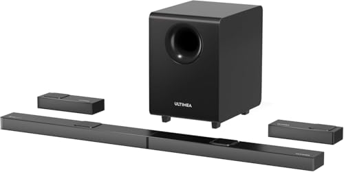 ULTIMEA Soundbar 7.1.4ch, Sound Bar Dolby Atmos, Altoparlanti TV 740W di sistema audio surround, Subwoofer wireless regolabile da 8 pollici, 2 altoparlanti posteriori, Smart TV Home Theatre, Nova S90