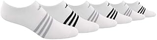 adidas Women's Superlite No Show Socks (6-Pair), White/Clear Onix/Black, Medium, (Shoe Size 5-10)