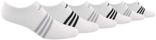 adidas Women's Superlite No Show Socks (6-Pair), White/Clear Onix/Black, Medium, (Shoe Size 5-10)