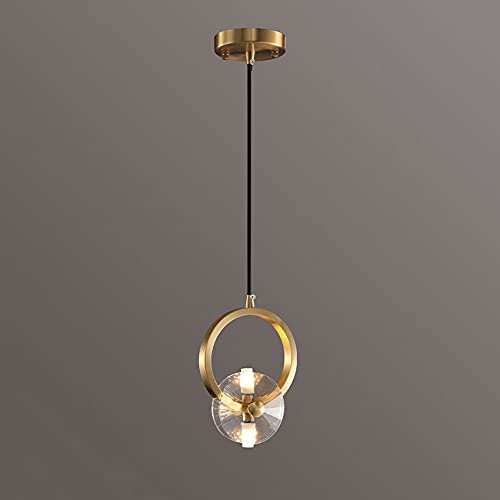 Plafonnier suspendu en cristal K9 et cuivre mini lustre réglable LED