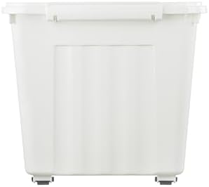 Cetomo 55L*3 Storage Boxes with Wheels, Plastic Storage Box with Lid, Latching Buckles, Click Closure, Stackable, Nesting, Durable Organizer for Home Office Clothes, White, 55L-3 Pack
