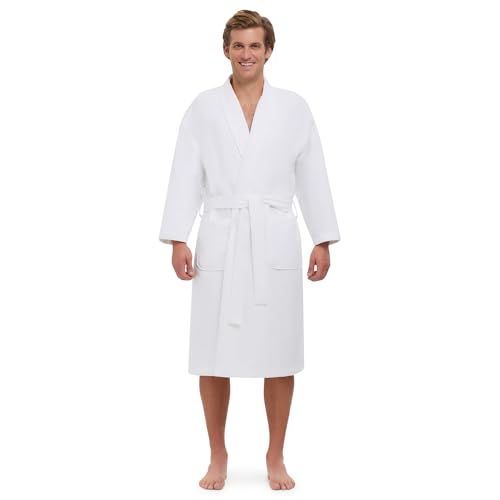 Image of MONARCH Chamois Microfiber Shawl Hotel Robe - Lightweight Absorbent Soft Spa Bathrobe in Cypress