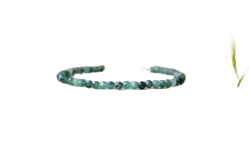 Bracelet émeraude de Colombie 3mm, bijou en pierres véritables facettées et fermoir argenté