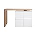 Miliboo Isola - Tavolo da bar modulabile con deposito bianco opaco e legno chiaro rovere L140-165 cm Max immagine