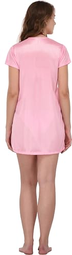 Image of Solid Satin 5 Piece Nightwear /Nighty Set | Attractive & Stylish | (1 Robe,1 Top & Shorts, 1 Bra and Panty Set) for Women