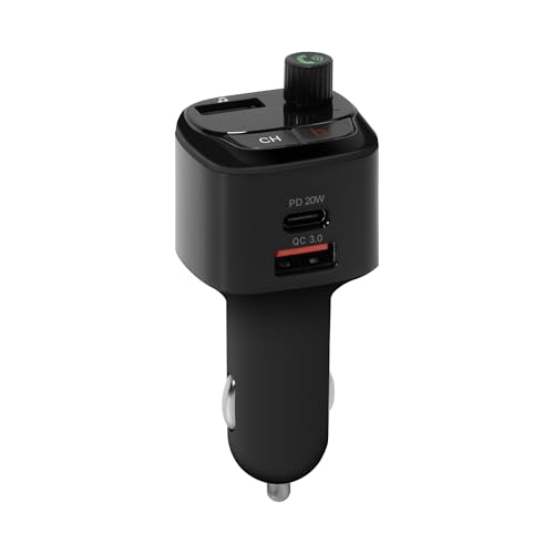 TechniSat Viola FMT 1 - FM Bluetooth Autoadapter (Freisprecheinrichtung mit LED-Display, USB QC 3.0 und 20W PD Schnellladefunktion, MP3/WMA/WAV Wiedergabe, Echo- und Rauschunterdrückung, 12–24 V)
