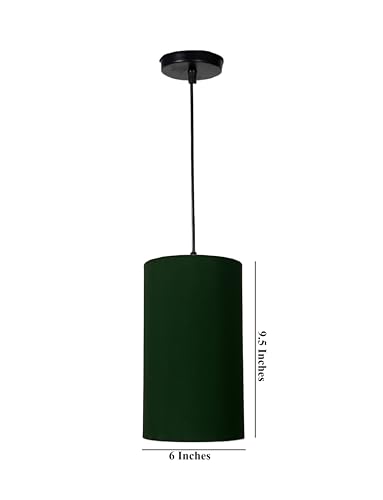 Image of Cylinder Print Hanging Shade Classic Pendant Cylinder Lamp Shade, Decorative Light Lamp, Hanging Spotlight with Fixture (Dark Green)