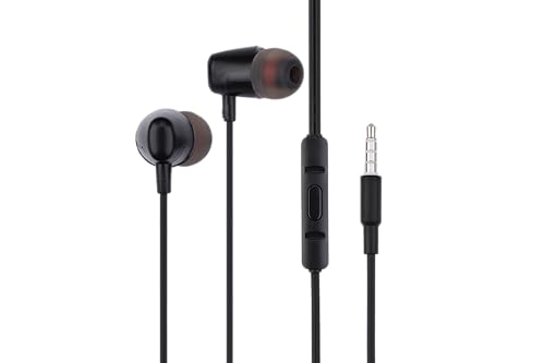 NK Auriculares con Cable, Jack 3,5 mm, Estéreo, con Micrófono, Control de Volumen, 1,2 m, Ligeros 13g, Negro, NK-FA340053