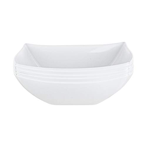 Party Bargains 64Oz Square Plastic Bowls - 5 Pack, White, Heavy Duty Shatterproof Disposable Fancy Serving Bowls, Premium Quality Salad Bowls For Weddings, Baby Shower, Party Snack #TOP7