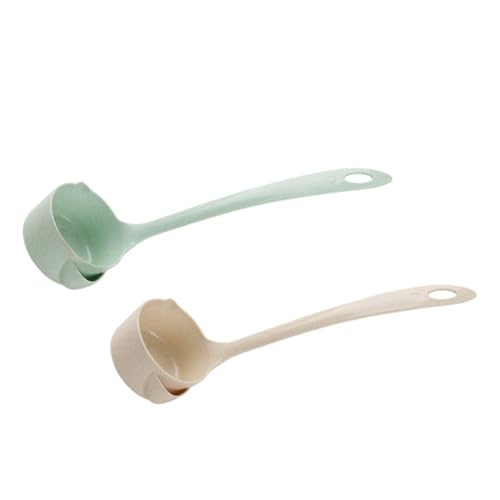 SOLUSTRE 1 Set Wheat Straw Soup Spoons Oil Separators with Ergonomic Handle Green Beige Kitchen Utensils for and Serving