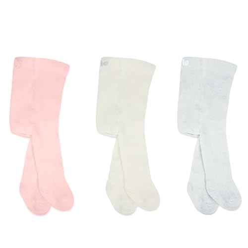 Image of bistyle Baby Girls Tights Thick Leggings Soft | Warm Organic Cotton Stockings Pantyhose | Newborn Infant Toddler 3 Pack