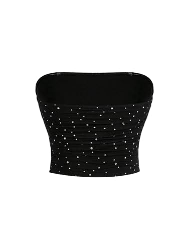 SOLY HUX Women's Sequin Sparkly Tube Tops Glitter Bandeau Crop Tops Strapless Sexy Going Out Camisoles Concert Outfits3